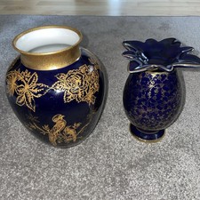 2x Vasen Ilmenau Graf von Henneberg Kobalt Blau, Echt Kobalt Porzellan Vase