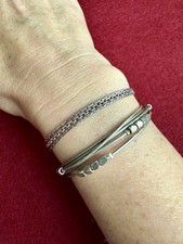 Fossil Lederarmband mit Steinchen Armband aus Leder & Steel Elementen Silber