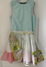 Oilily Mädchen festliches Kleid weiß blau Gr. 146 152  Sommerkleid Hochzeit bunt