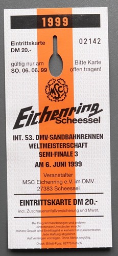 Eintrittskarte sandbahn - eintrittskarte, wm