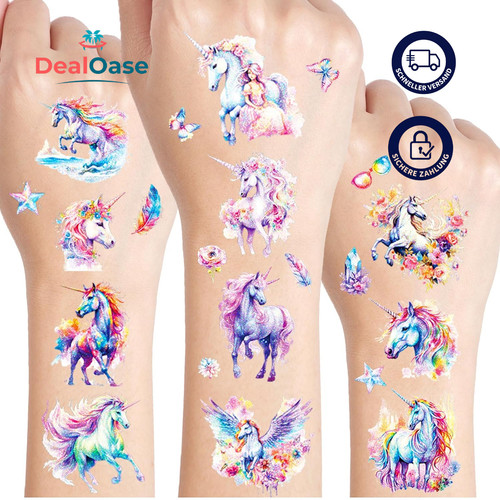 Einhorn glitzer tattoo set - einhorn,