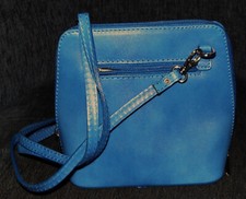 Damen Handtasche mit Schulterriemen Vera Pelle Italy blau Leder 20 x 17 x 8 cm