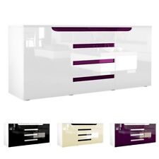 Sideboard Kommode Anrichte Schrank Sylt V1 in Weiß - Hochglanz und Naturtöne