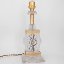 22 cm - Lalique Paris Kristallglas Tischlampe/Lampenfuß m. Messingmontur