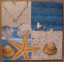 Deko HDF - Beach maritim Urlaub Nordsee Segel Strand Möwe Seestern Muscheln Tier