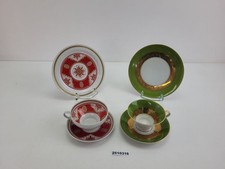 2x Sammelgedeck Porzellan DDR Rot Grün Gold CP Weisswasser Gehren Retro #2510316