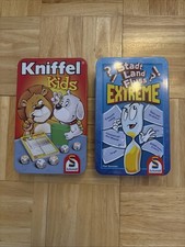 2 Schmidt Spiele Stadt Land Fluss / Kniffel Blechdosen Gut Erhalten Ab 5 Jahren