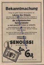 ALTONA-BAHRENFELD, Werbung 1932, Reemtsma Cigaretten GmbH SENOUSSI mit Stroh-Mun