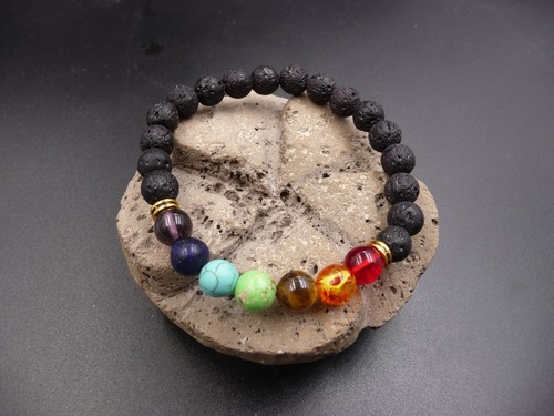 Lavastein armband chakra - 7,