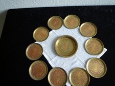 Vintage Untersetzer Set f. Gläser oder Flaschen Messing Orient Verzierung bunt