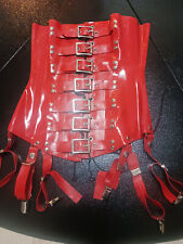 Latex Korsett NP 350€ rot Nieten Schnallen buckle halbbrust Strapshalter S