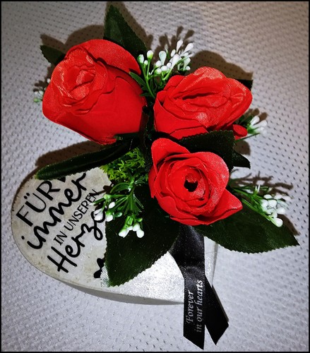 Grabschmuck herz aus beton - aus, mit