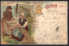 AK Frau des Fischer knüpft ein neues Netz, Kaffee-Zusatz Aecht Franck 1900 