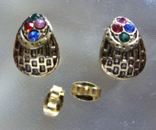 Orientalische Messing Ohrstecker Ohrringe Earrings mit bunten Zirkonia 