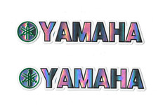 2 Yamaha Aufkleber spiegelnd Sticker Logo Emblem 15,0 x 2,5 cm