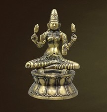 kleine Statue aus Messing der Indischen Göttin " Lakshmi " neuzeitlich, H.- 10,5