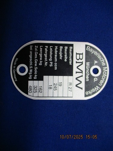Bmw typenschild r27 - bmw,