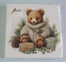 20 Servietten TEDDY Bär Pullover 1 Packung OVP Ambiente Winter Weihnachten Zapfe