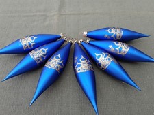 7 Glas Zapfen mit Muster Christbaumschmuck blau 13,5 cm Deko Weihnachtskugeln