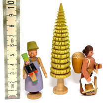 Pyramidenfiguren 3x Erzgebirge Figur Figuren Baum Handarbeit 6-10,5cm /P11.9/10