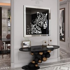 3D-Bild mit Leopardenmuster, Crushed Diamond Art, Wandfoto-Dekor mit Glasrahmen