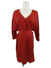 MASSIMO DUTTI Blusenkleid Damen 38/M Rot Paisley Elegant Vintage Wickelkleid