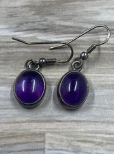 Amethyst Ohrringe WEICHER AMETHYST TROPFEN signiert Sj925 Boho Style Western