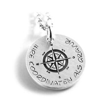 Anhänger mit Gravur Kompassrose Kompass GPS Koordinaten GEO Windrose | PS400KE2