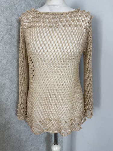 Vintage style beige häkeltop - vintage,
