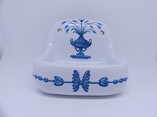 antike Seifenschale Porzellan de Paris Lamballe France blaues Dekor Wandmontage