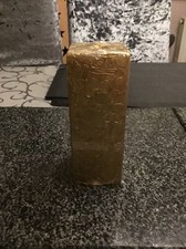 Stumpenkerze Viereckig Gold mit Dekor