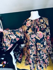 ?  Zara Schluppen Schleife Kleid 36 S 38 M Party Tunika  bunt floral