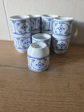 8 Eierbecher Becher Jäger Eisenberg indisch blau Strohblume