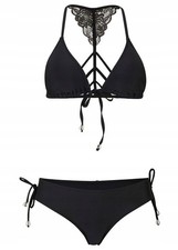 2-tlg Set Triangel Bikini Gr. 38 (75) B Schwarz Damen Bademode Schwimmanzug Neu