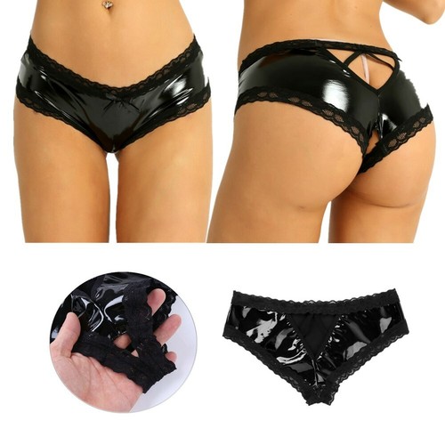 Damen wetlook lackleder slips - damen,