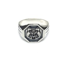 925 Silver Mens Ring Tiger