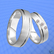 1 Paar Trauringe , Eheringe mit 3 Steinen , Silber 925 , Gravur Gratis .  J66-3