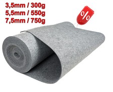 Filz Grau PRO Stabilisierter Filzstoff  Stark 3,5mm 5,5mm 7,5mm AUTOFILZ meterwa