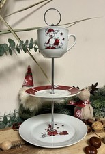 Etagere Porzellan Domestic Angioletto , Weihnachten, Rentier & Nikolaus