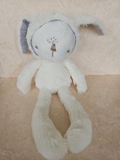 MAMAS & PAPAS MEIN ERSTER HASE HASE STOFFTIER CREME + GRAU GESTREIFTE OHREN & KAPUZE