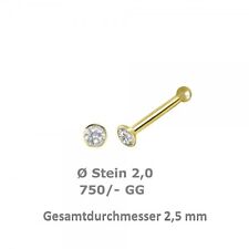Gold 750 Nasenpiercing, Nasenstecker Kelch  2,5 mm mit Zirkonia Kugelstift