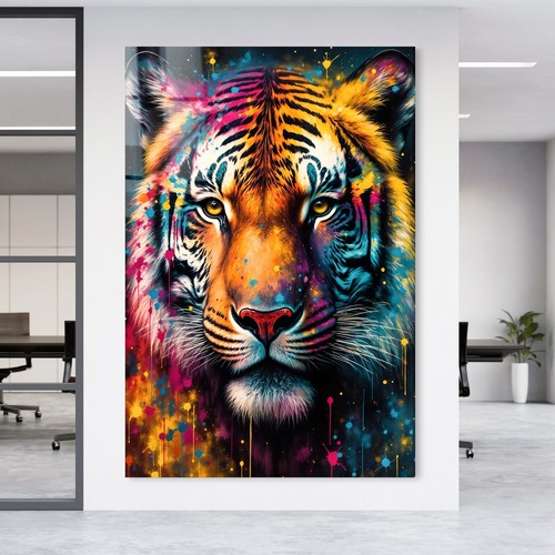 Wandbild bunt tiger tier - ✅,