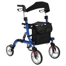 Rollator Rollstuhl 3-in-1, Faltbarer Rollator mit Fußstützen, Sitz & Gummireifen