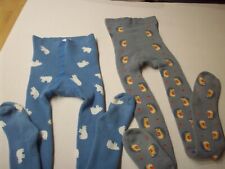 2 Strumpfhosen  Gr. 122/128 TCM  innen Frottee grau + blau Igel und Eisbär