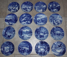 Weihnachtsteller - Lichte Porzellan - Echt Kobalt -  DDR - 13 Stück