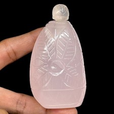 861 Cts Natürlich Rose Quarz Handgeschnitzt Vintage Stil Edelstein Parfüm Bottle