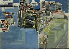 Gemälde Tempera Landschaft Südliche Impression Hans Pluquet Signiert 1964