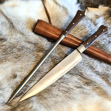 Mittelalter Essbesteck Messer Pfriem Wikinger Larp Handgeschmiedet scharf (RM1)