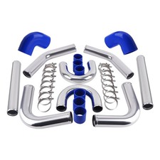 2.5" 64MM Universal Ladeluftkühler Aluminiumrohre Einbauset Silikonschläuche,