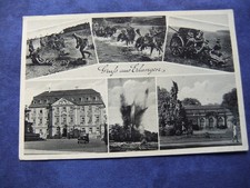 Alte AK "Gruß aus Erlangen", Manöverübungen,Rathaus u. Orangerie, gel.1939